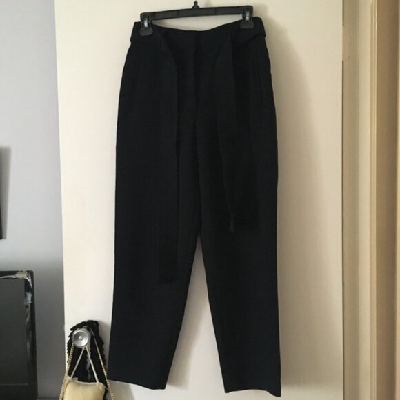 WILFRED Black Tie-Front Crepe Belted Pant 2 - Picture 4 of 9